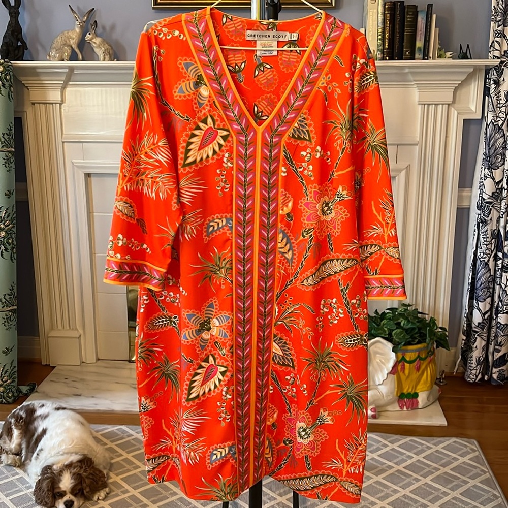Gretchen Scott orange paisley dress